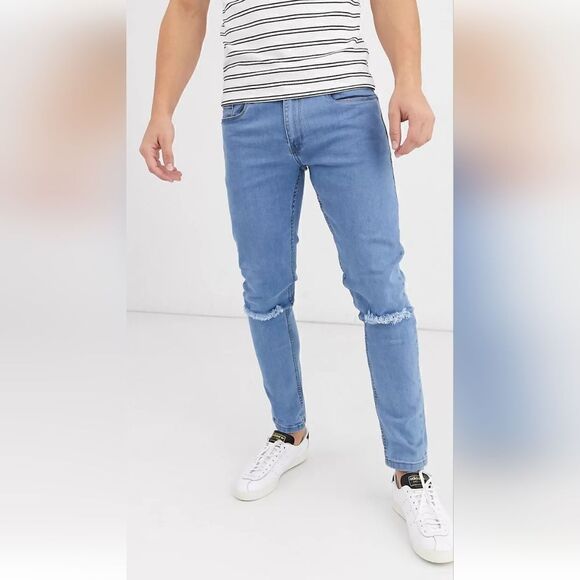 SOULSTAR Men's Blue Distress Jeans Sz 32x32 - Picture 1 of 7